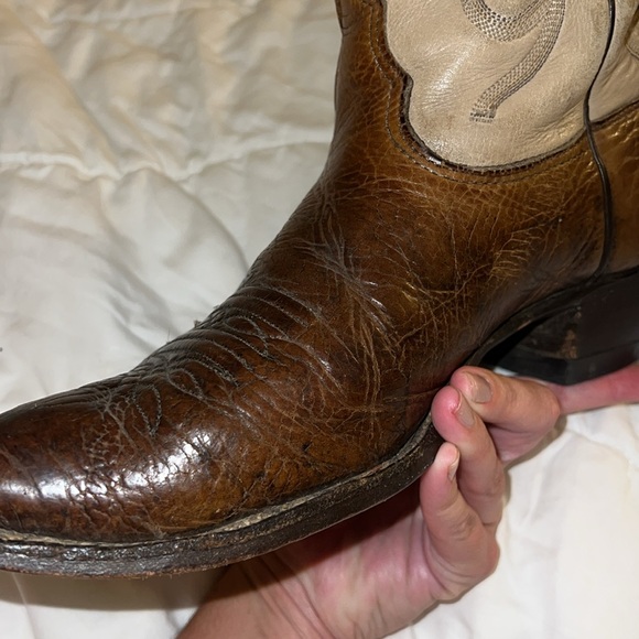 Nocona Boots Cowboy men size 10 EE cream khaki and brown - Picture 10 of 17
